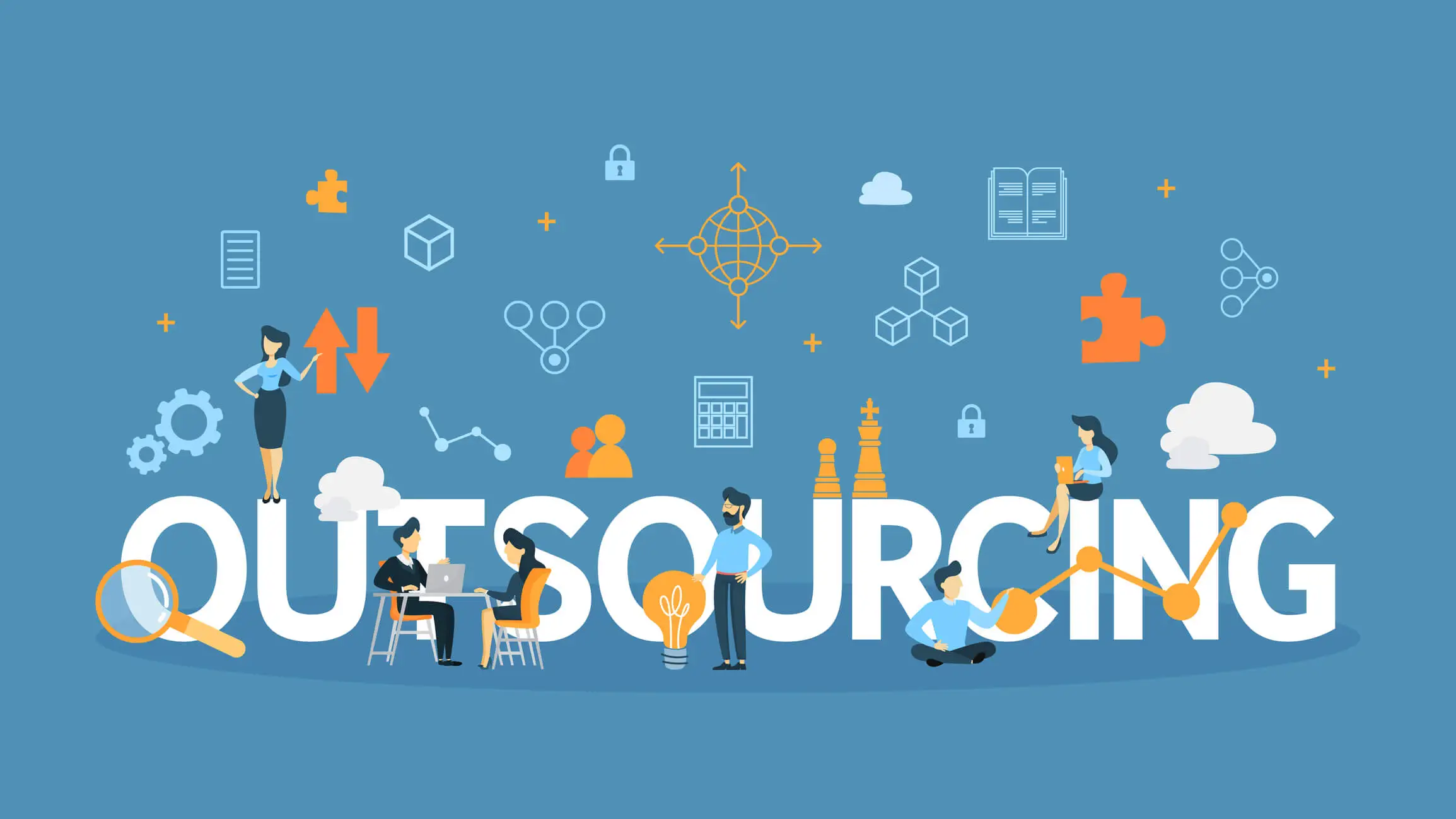 Infographic on the concept of Outsourcing.